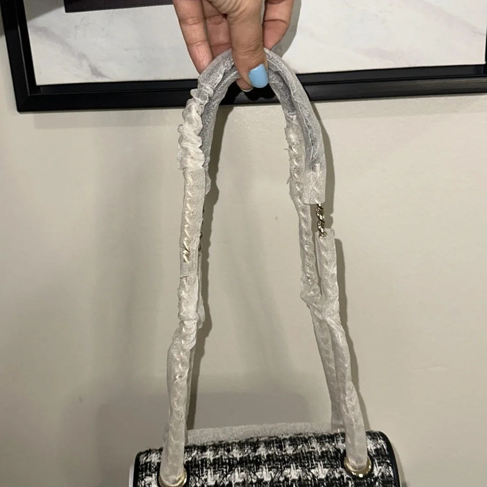 KATE SPADE-tweed Blk & Wht Natalia Flap Crossbody Shoulder Bag NWT - Picture 10 of 16